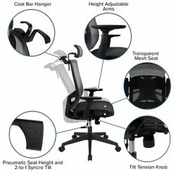 Best deal ✔️ Office Chairs Flash Furniture Ergonomic Mesh Office Chair, Gray/Black (H28091KYGY) 👍 -Office Chairs Online store unnamed file 456