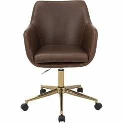 Best reviews of 👏 Executive/Managerial Chairs Hanover Chelsea Faux Leather Swivel Adjustable Gas Lift Tufted Office Chair, Brown, HOC0015 ⌛