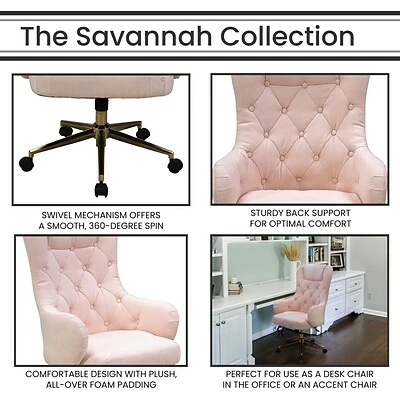 Deals ๐ Executive/Managerial Chairs Hanover Savannah High Back Polyester Swivel Adjustable Gas Lift Seating Office Chair, Pink, HOC0018 ๐คฉ 5 Deals ๐ Executive/Managerial Chairs Hanover Savannah High Back Polyester Swivel Adjustable Gas Lift Seating Office Chair, Pink, HOC0018 ๐คฉ - Image 3