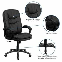 Deals 😀 Executive/Managerial Chairs Flash Furniture Mid-Back Massaging Leather Executive Office Chair With Padded Loop Arms, Black ✔️ -Office Chairs Online store unnamed file 4708