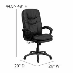 Deals 😀 Executive/Managerial Chairs Flash Furniture Mid-Back Massaging Leather Executive Office Chair With Padded Loop Arms, Black ✔️ -Office Chairs Online store unnamed file 4709