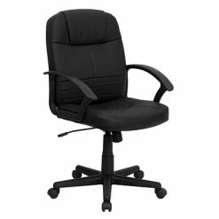 Best Sale 😍 Executive/Managerial Chairs Flash Furniture Mid Back Leather Executive Swivel Office Chair, Black (BT8075BK) 😍