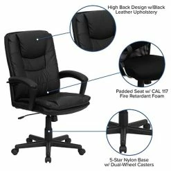 Best Sale 😍 Executive/Managerial Chairs Flash Furniture Mid Back Leather Executive Swivel Office Chair, Black (BT8075BK) 😍 -Office Chairs Online store unnamed file 4730
