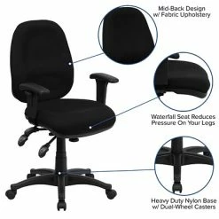 Best reviews of 🧨 Task Chairs Flash Furniture Mid-Back Multi-Functional Fabric Swivel Computer Chairs (BT662BK) ⭐ -Office Chairs Online store unnamed file 4768