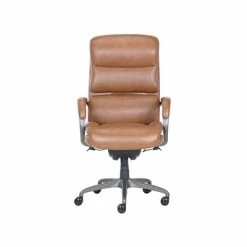 Hot Sale 🌟 Office Chairs La-Z-Boy Aberdeen Ergonomic Bonded Leather Swivel Computer And Desk Chair, Camel (51545-CAM) 😉