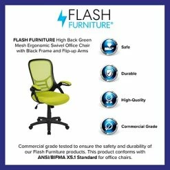 Buy 🧨 Office Chairs Flash Furniture Ergonomic Mesh Swivel High Back Office Chair, Green (HL00161BKGN) 🧨 -Office Chairs Online store unnamed file 482