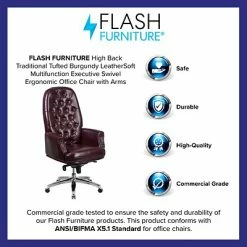 Budget ✨ Executive/Managerial Chairs Flash Furniture Leather High Back Traditional Tufted Multifunction Executive Chair, Burgundy (BT90269HBY) ✔️ -Office Chairs Online store unnamed file 4850