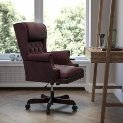 Promo ⌛ Executive/Managerial Chairs Flash Furniture Leathersoft Traditional Executive Chair, Burgundy (CIJ600BY) 🌟 -Office Chairs Online store unnamed file 4873