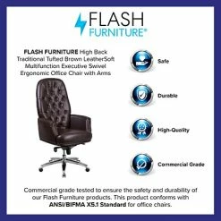 Coupon 🛒 Flash Furniture Executive/Managerial Chairs High Back Traditional Tufted Leather Multifunction Executive Swivel Chair With Arms (BT90269HBN) ⌛ -Office Chairs Online store unnamed file 4889