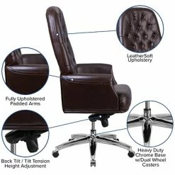Coupon 🛒 Flash Furniture Executive/Managerial Chairs High Back Traditional Tufted Leather Multifunction Executive Swivel Chair With Arms (BT90269HBN) ⌛ -Office Chairs Online store unnamed file 4891
