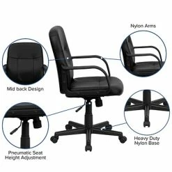 Buy ✨ Executive/Managerial Chairs Flash Furniture Mid-Back Vinyl Executive Chair, Fixed Arms, Black (H8020) 😍 -Office Chairs Online store unnamed file 4903