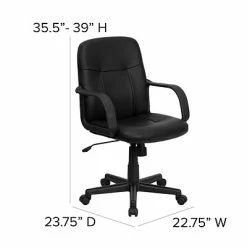 Buy ✨ Executive/Managerial Chairs Flash Furniture Mid-Back Vinyl Executive Chair, Fixed Arms, Black (H8020) 😍 -Office Chairs Online store unnamed file 4904