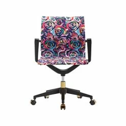 Brand new 🛒 Office Chairs The Raynor Group Elizabeth Sutton Wynwood Fabric Swivel Task Chair, Multi Rose Black Gold (K-ESWY-BLK-ROSE-GLD) 😉