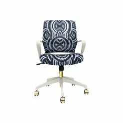 Discount ⌛ Office Chairs The Raynor Group Elizabeth Sutton Gramercy Fabric Swivel Task Chair, White Grayscale Echo Gold (K-ESGR-WHT-ECHO-GLD) 🔔