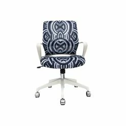 Budget 🔥 Office Chairs The Raynor Group Elizabeth Sutton Gramercy Fabric Swivel Task Chair, White Grayscale Echo Silver (K-ESGR-WHT-ECHO-SIL) 🎁