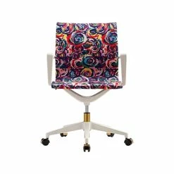 Budget ⌛ Office Chairs The Raynor Group Elizabeth Sutton Wynwood Fabric Swivel Task Chair, Multi Rose White Gold (K-ESWY-WHT-ROSE-GLD) 🤩