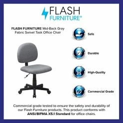Hot Sale 🎁 Flash Furniture 31" - 37 1/2" Fabric Ergonomic Task Chairs (BT660GY) 😀 -Office Chairs Online store unnamed file 5006