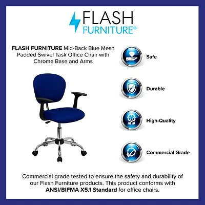 Hot Sale 🥰 Flash Furniture Mesh Task Chairs With Arms And Chrome Base (H2376FBLUEARMS) 🤩 5 Hot Sale 🥰 Flash Furniture Mesh Task Chairs With Arms And Chrome Base (H2376FBLUEARMS) 🤩 - Image 3
