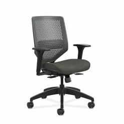 Best deal 🥰 Task Chairs HON Solve ReActiv/Fabric Mid-Back Task Chair, Adjustable Lumbar Support & Arms, Charcoal/Ink (HONSVR1ACLC10T) 🤩