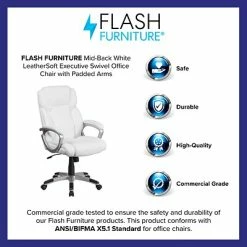 Cheapest 😉 Executive/Managerial Chairs Flash Furniture Faux Leather Mid-Back Executive Office Chair, White (GO2236MWH) 🔥 -Office Chairs Online store unnamed file 678
