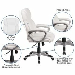 Cheapest 😉 Executive/Managerial Chairs Flash Furniture Faux Leather Mid-Back Executive Office Chair, White (GO2236MWH) 🔥 -Office Chairs Online store unnamed file 679