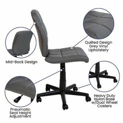 Budget 🌟 Office Chairs Flash Furniture Vinyl Swivel Mid-Back Quilted Task Office Chair, Gray (GO16911GY) 🌟 -Office Chairs Online store unnamed file 725