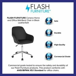 Promo 💯 Office Chairs Flash Furniture Cortana LeatherSoft Swivel Home And Office Mid-Back Chair, Black (DS8012LBBLK) 🎉 -Office Chairs Online store unnamed file 802