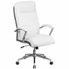 Outlet 🎁 Executive/Managerial Chairs Flash Furniture High Back Designer White Leather Executive Swivel Office Chair With Padded Arms And Chrome Base (GO2192WH) 🔔