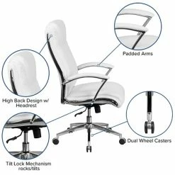 Outlet 🎁 Executive/Managerial Chairs Flash Furniture High Back Designer White Leather Executive Swivel Office Chair With Padded Arms And Chrome Base (GO2192WH) 🔔 -Office Chairs Online store unnamed file 827