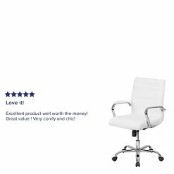 Cheapest ✔️ Executive/Managerial Chairs Flash Furniture Mid-Back Leather Executive Swivel Office Chair With Chrome Arms, White (GO-2286M-WH-GG) 😀 -Office Chairs Online store unnamed file 836