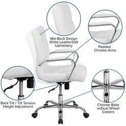 Cheapest ✔️ Executive/Managerial Chairs Flash Furniture Mid-Back Leather Executive Swivel Office Chair With Chrome Arms, White (GO-2286M-WH-GG) 😀 -Office Chairs Online store unnamed file 837