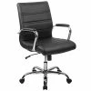 Hot Sale 👏 Flash Furniture Executive/Managerial Chairs Mid-Back Black Leather Executive Swivel Office Chair With Chrome Arms [GO-2286M-BK-GG] 💯