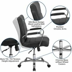 Hot Sale 👏 Flash Furniture Executive/Managerial Chairs Mid-Back Black Leather Executive Swivel Office Chair With Chrome Arms [GO-2286M-BK-GG] 💯 -Office Chairs Online store unnamed file 855