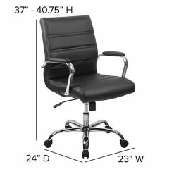 Hot Sale 👏 Flash Furniture Executive/Managerial Chairs Mid-Back Black Leather Executive Swivel Office Chair With Chrome Arms [GO-2286M-BK-GG] 💯 -Office Chairs Online store unnamed file 856