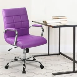 Coupon ⌛ Flash Furniture Executive/Managerial Chairs Mid-Back, Purple Vinyl Executive Swivel Office Chair With Chrome Arms [GO-2240-PUR-GG] ✨ -Office Chairs Online store unnamed file 860