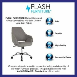 Flash Sale ⌛ Office Chairs Flash Furniture Madrid Fabric Swivel Home And Office Mid-Back Chair, Light Gray (CH177280LGYF) ✔️ -Office Chairs Online store unnamed file 921