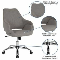 Flash Sale ⌛ Office Chairs Flash Furniture Madrid Fabric Swivel Home And Office Mid-Back Chair, Light Gray (CH177280LGYF) ✔️ -Office Chairs Online store unnamed file 923