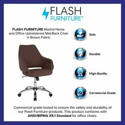 Best Sale 🥰 Office Chairs Flash Furniture Madrid Fabric Swivel Home And Office Mid-Back Chair, Brown (CH177280BRF) ✨ -Office Chairs Online store unnamed file 929