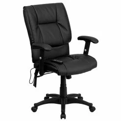Deals ⌛ Executive/Managerial Chairs Flash Furniture Mid-Back Massaging Leather Executive Office Chair With T- Arms, Black 🎁