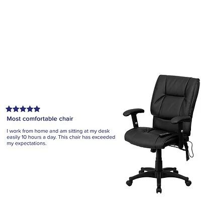 Deals โ Executive/Managerial Chairs Flash Furniture Mid-Back Massaging Leather Executive Office Chair With T- Arms, Black ๐ 7 Deals โ Executive/Managerial Chairs Flash Furniture Mid-Back Massaging Leather Executive Office Chair With T- Arms, Black ๐ - Image 5