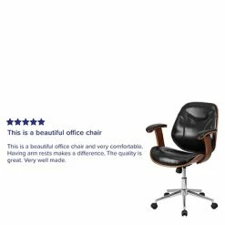 Promo ⌛ Executive/Managerial Chairs Flash Furniture Mid-Back Leather Executive Wood Swivel Office Chair, Black (SDSDM22355BK) ✨ -Office Chairs Online store unnamed file 971