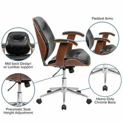 Promo ⌛ Executive/Managerial Chairs Flash Furniture Mid-Back Leather Executive Wood Swivel Office Chair, Black (SDSDM22355BK) ✨ -Office Chairs Online store unnamed file 972