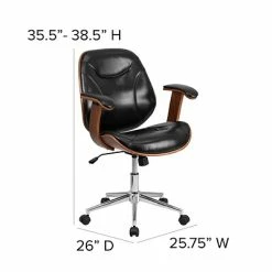 Promo ⌛ Executive/Managerial Chairs Flash Furniture Mid-Back Leather Executive Wood Swivel Office Chair, Black (SDSDM22355BK) ✨ -Office Chairs Online store unnamed file 973