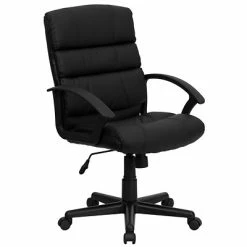 Buy 💯 Executive/Managerial Chairs Flash Furniture Mid-Back Leather Office Chair, Black ✨