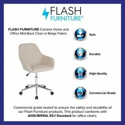 Flash Sale 😉 Office Chairs Flash Furniture Cortana Fabric Swivel Home And Office Mid-Back Chair, Beige (DS8012LBBGEF) ⌛ -Office Chairs Online store unnamed file 988